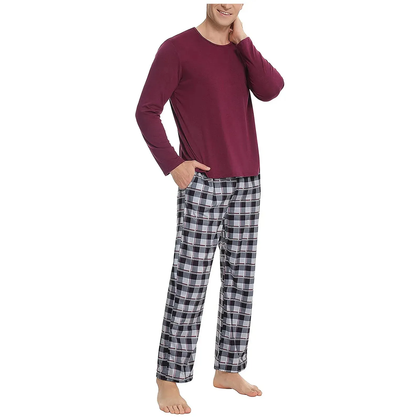 Men's Comfortable Solid Color Pajama Set for All Seasons