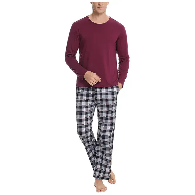 Men's Comfortable Solid Color Pajama Set for All Seasons