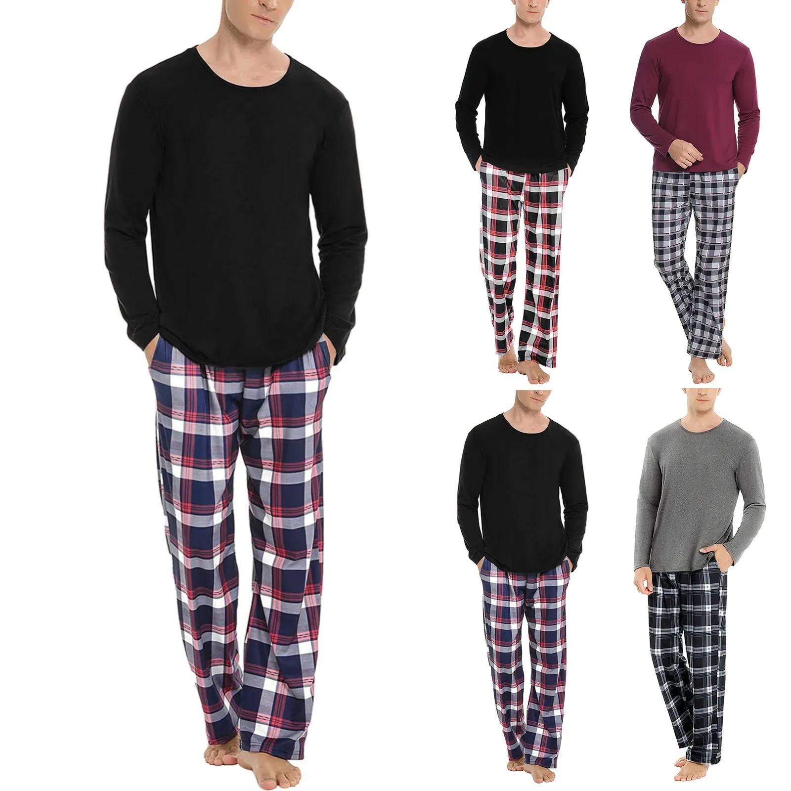 Men's Comfortable Solid Color Pajama Set for All Seasons