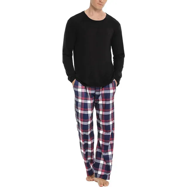 Men's Comfortable Solid Color Pajama Set for All Seasons