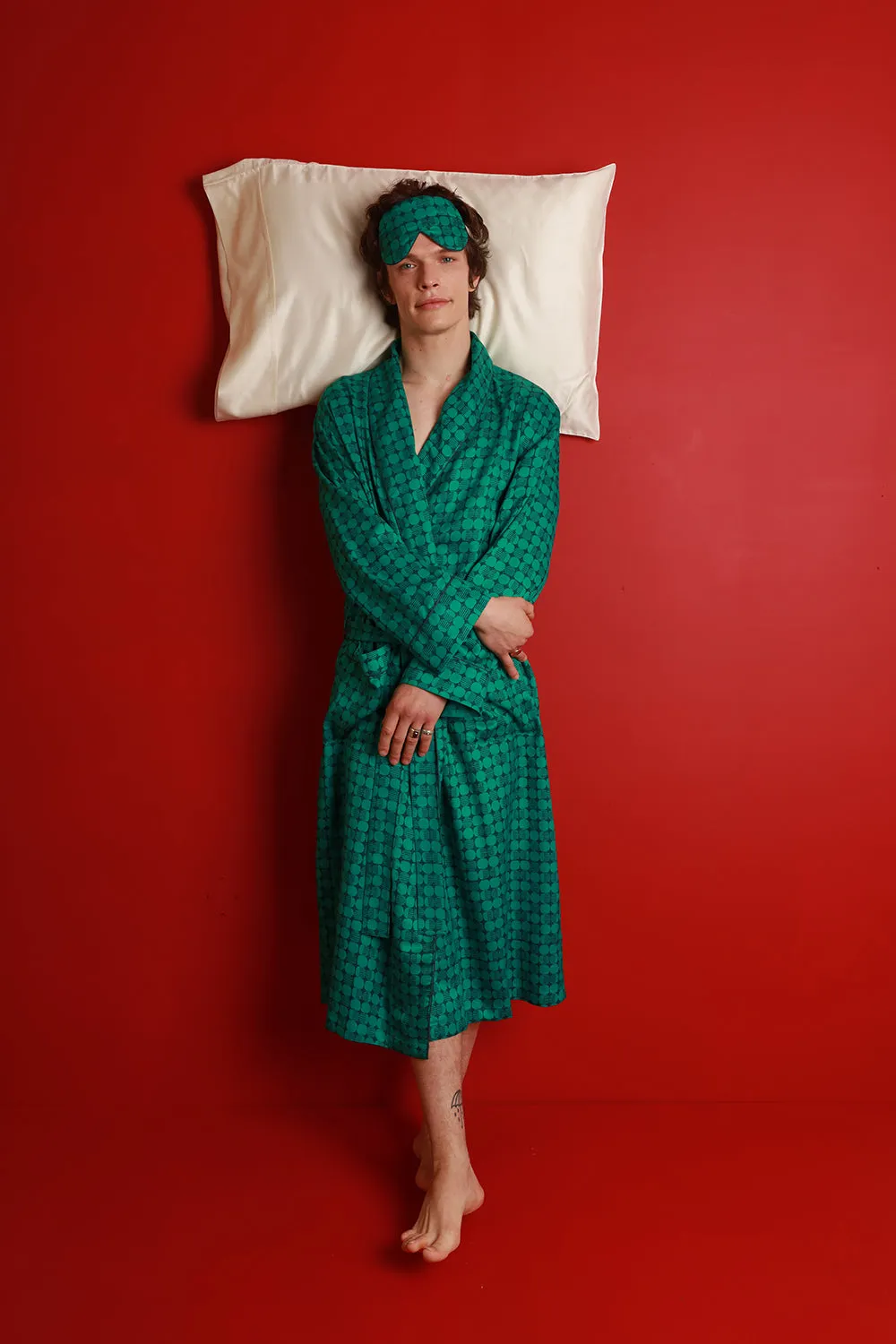 Men's Mulberry Silk Robe - Kerala Green