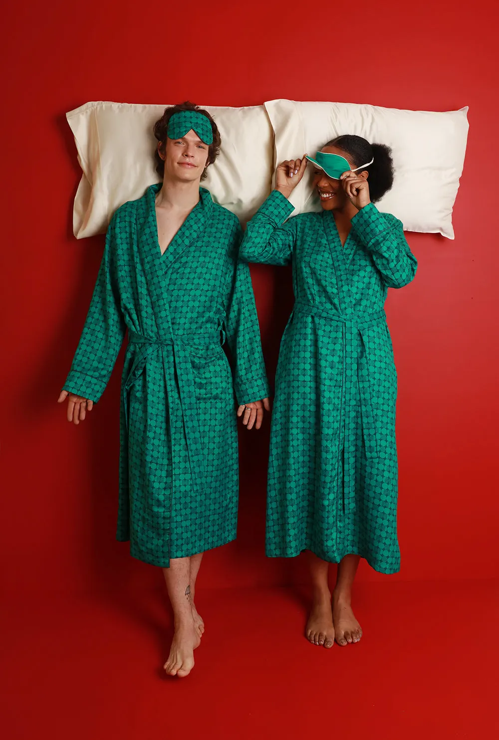 Men's Mulberry Silk Robe - Kerala Green