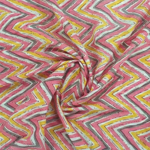 Multicolor Chevron Print Cotton Dobby Fabric