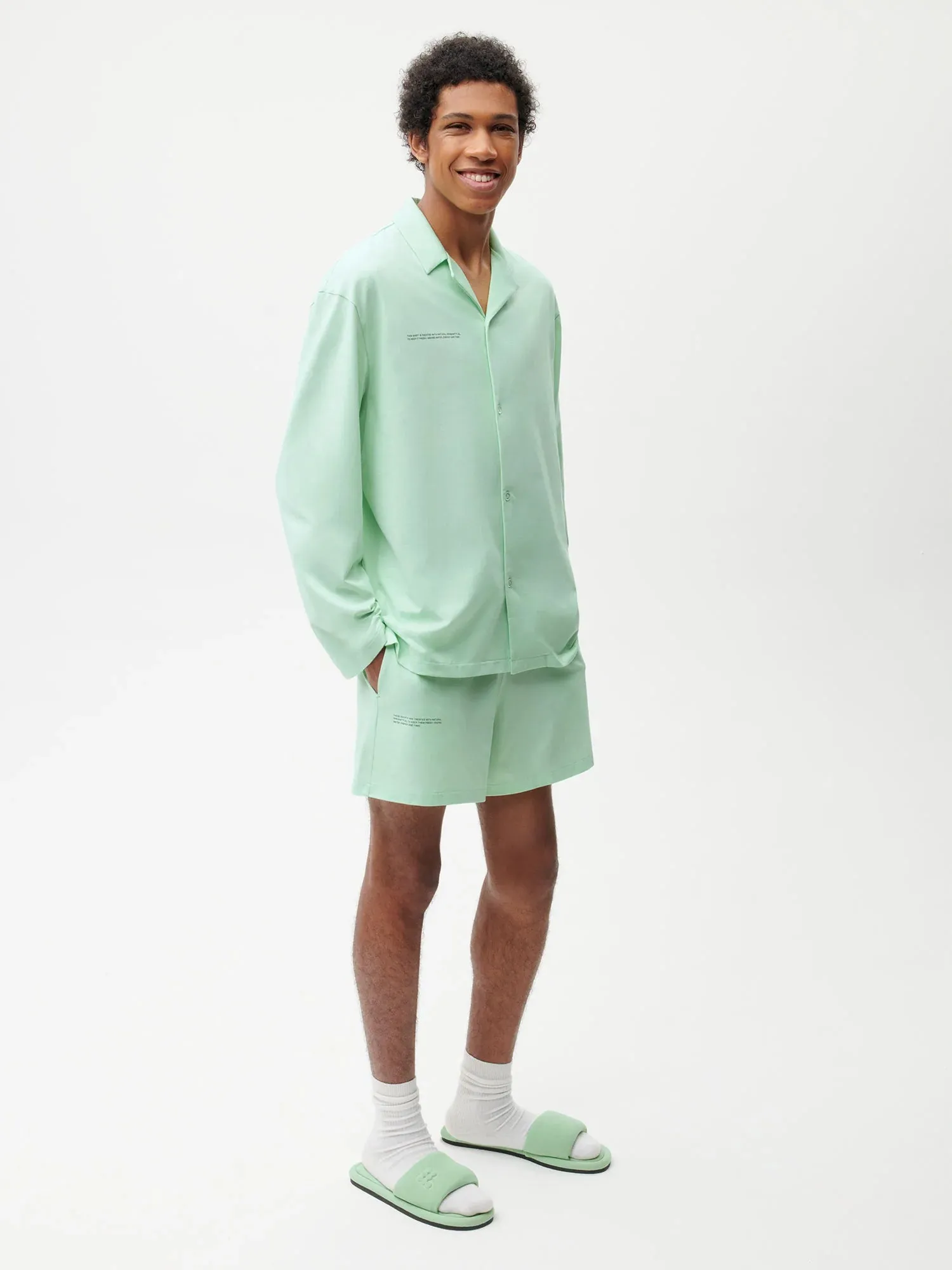 Organic Cotton Pajama Loose Shorts—lagoon green