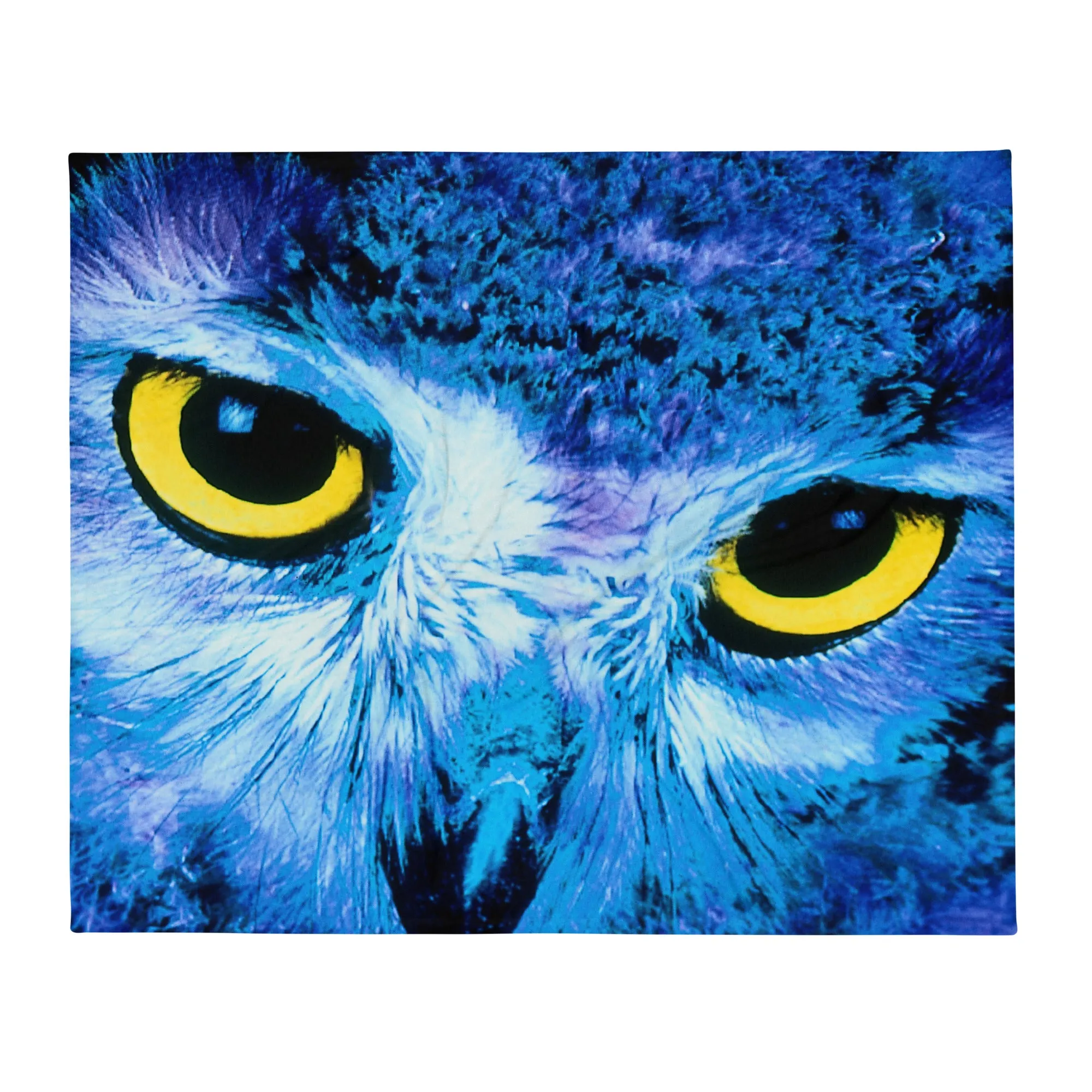 Owl eye blue throw blankets