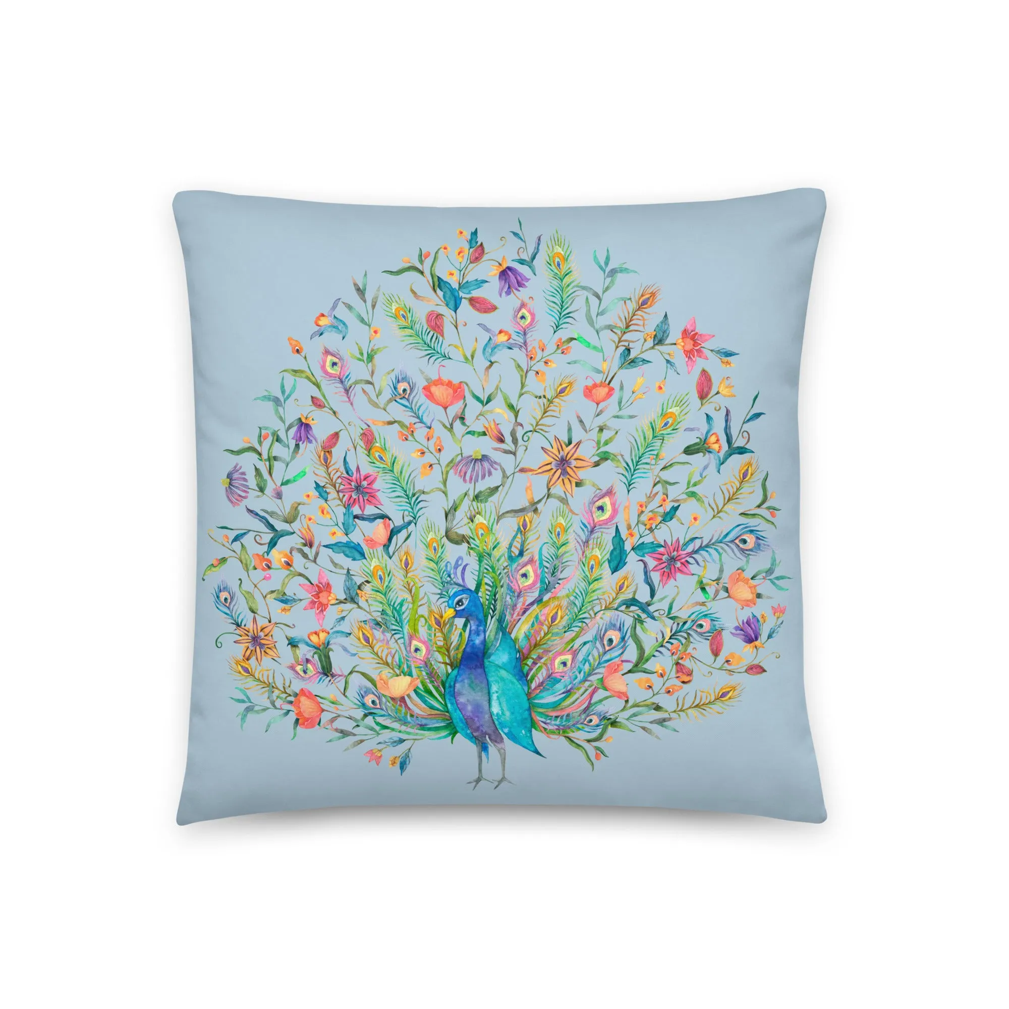 Peacock print cushion cover