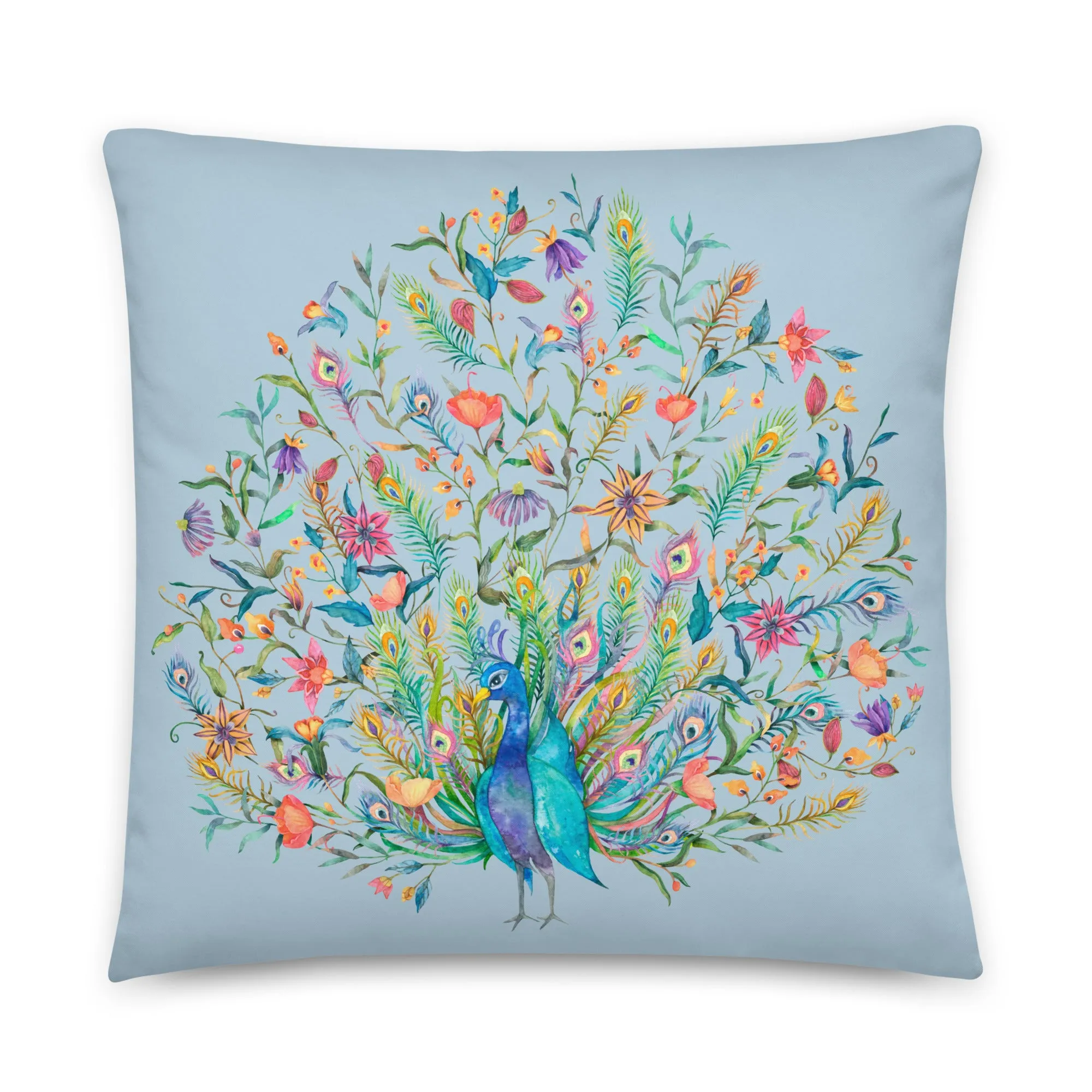 Peacock print cushion cover