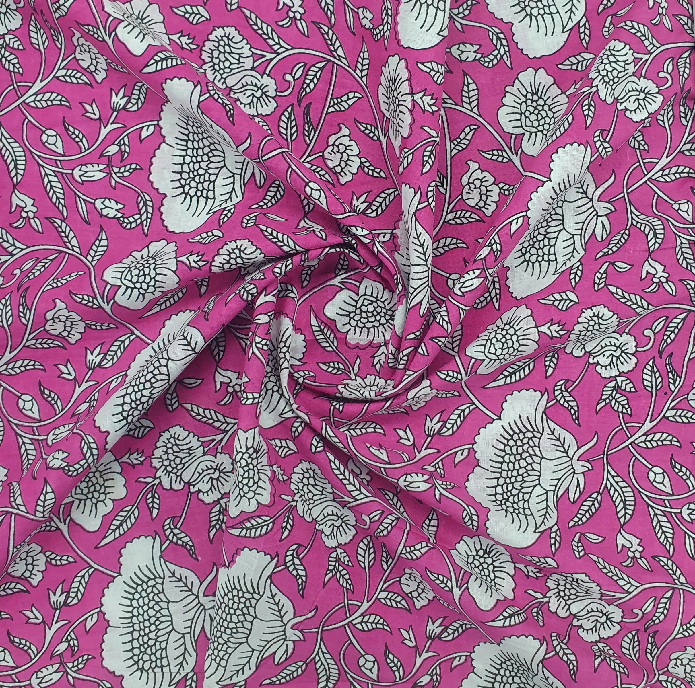 Pink Floral Print Cotton Fabric TU 5243