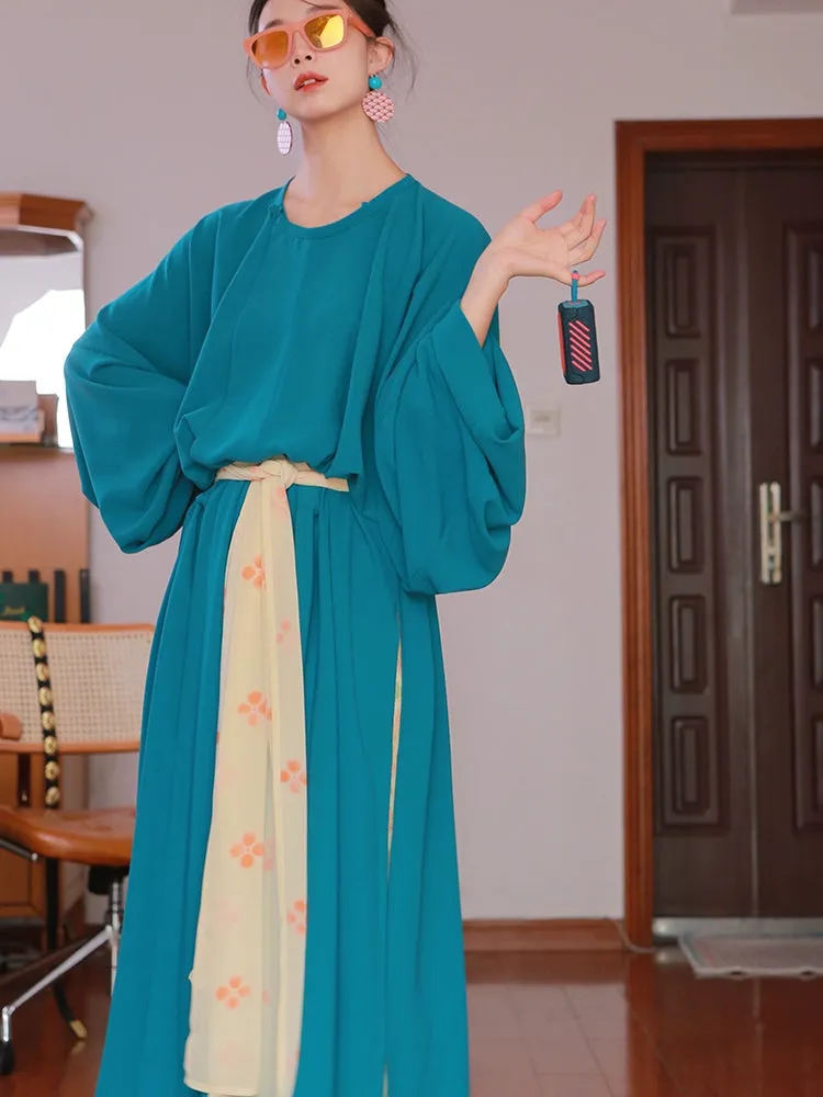 Poyang 鄱陽 Lake Poyang Tang Dynasty Unisex Yuanlingpao Round Collar Robe & Pants Set