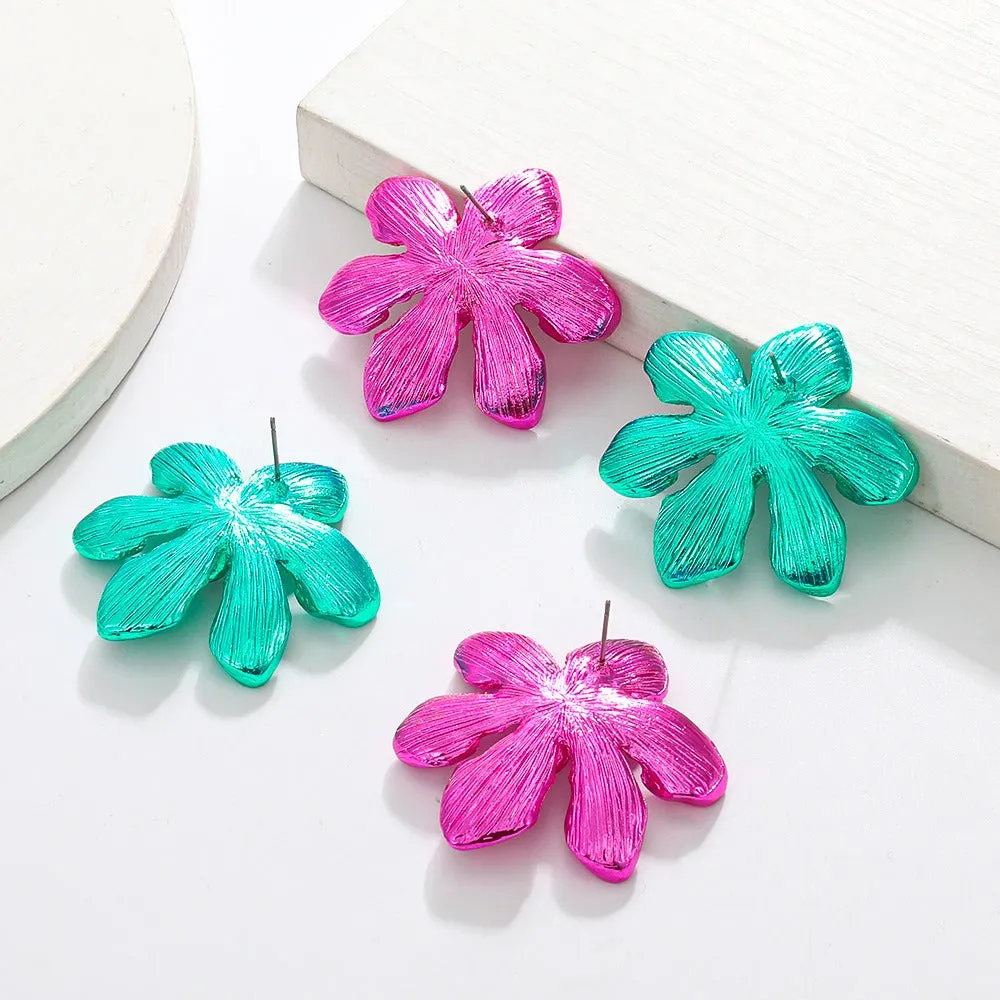 Pre Order:  Exaggerated Colorful Alloy Flower Earrings