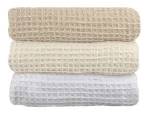 Premium super soft Cotton Waffle Blanket - LINEN by Jenny Mclean