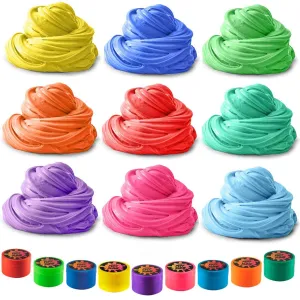 Squeeze Craft Puff Slime - 9 Pack Jumbo Fluffy Mud Putty Assorted Bright Colors - 2 Oz