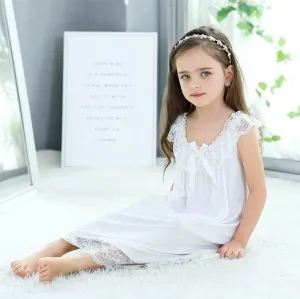 Summer Girls' Sleeveless nightgown Breathable Princess Nightdress Pajamas sleepingdress baby girl bow dress  vestidos de noche