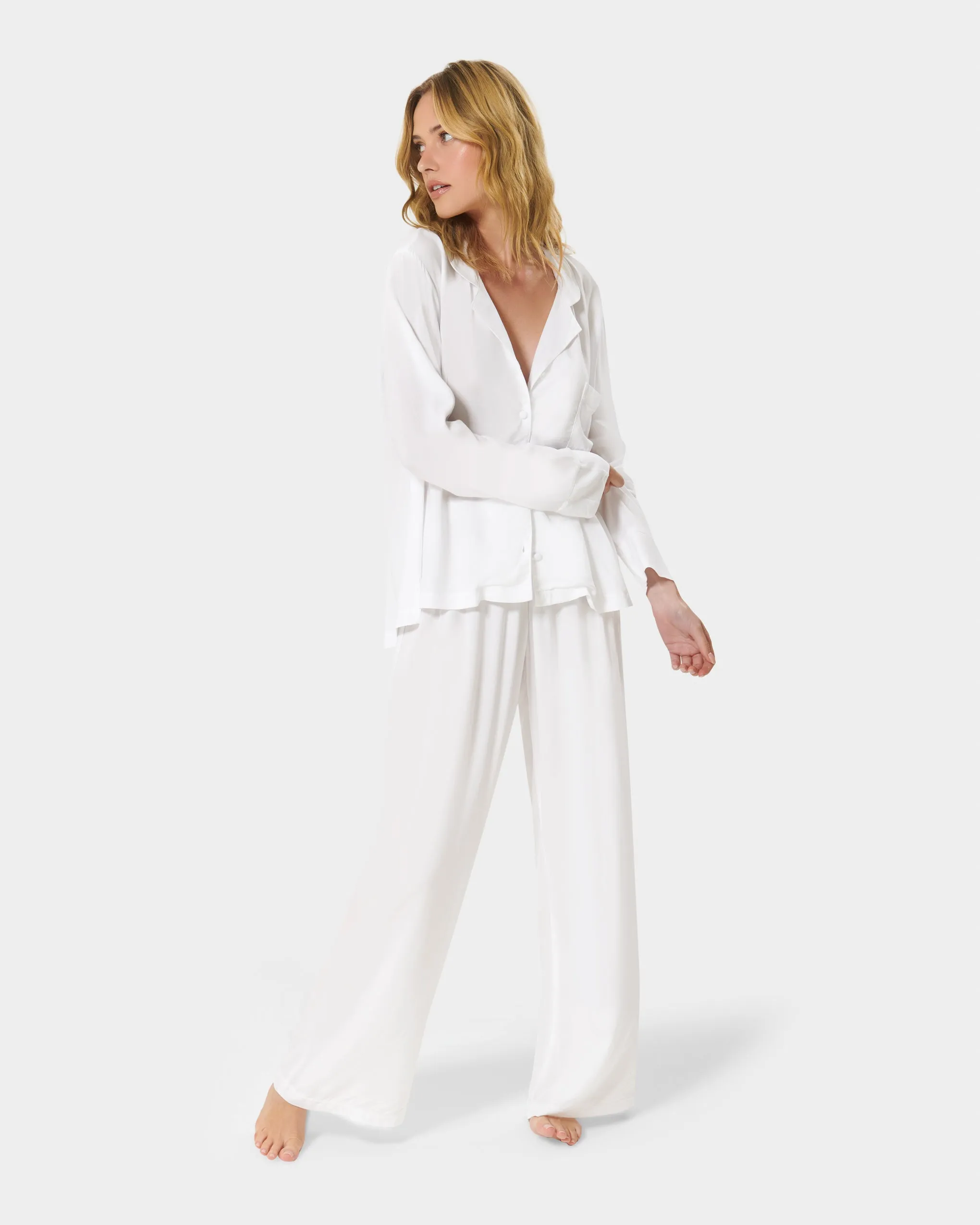 Tarcon Eco Viscose Long Pyjama Set White