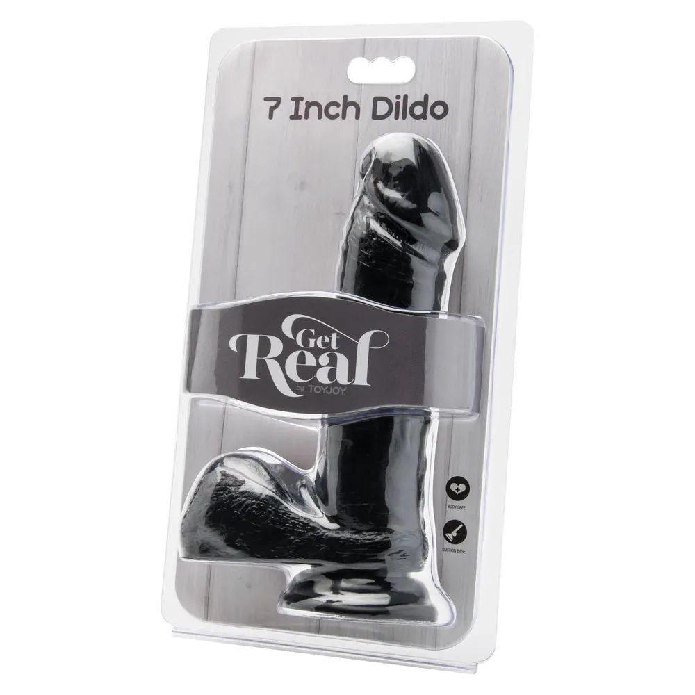 ToyJoy Get Real Dildo -  7 Inch Dong With Balls Black