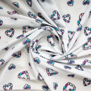 White & Blue Quirky Print Cotton Fabric