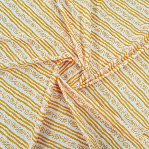 White Orange Bandhani Print Cotton Fabric