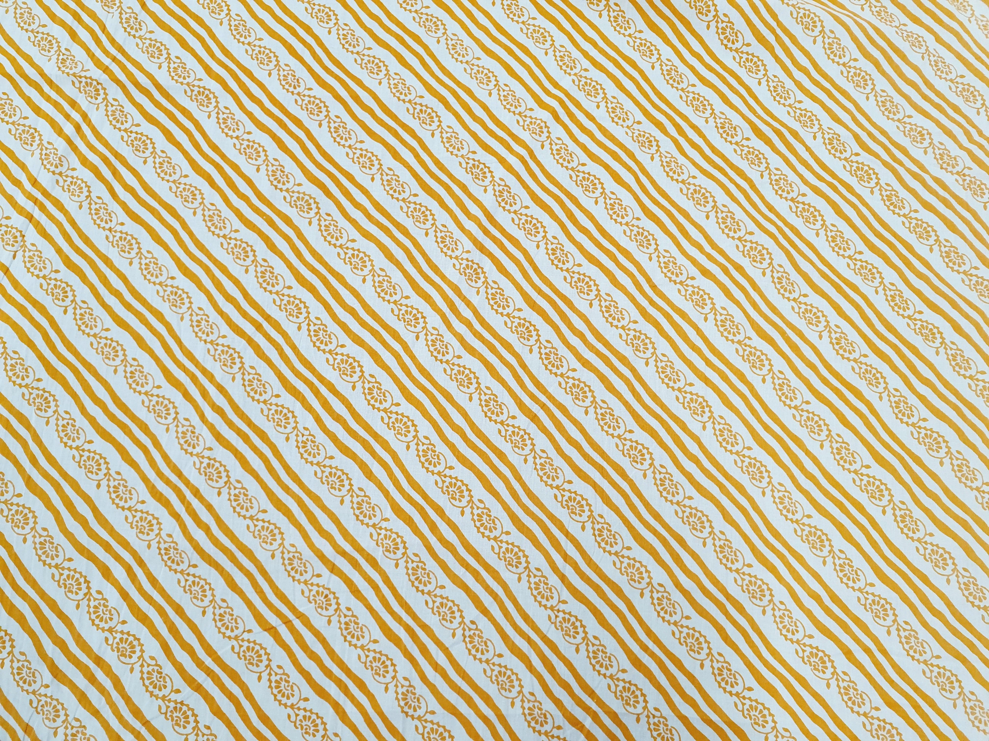 White Orange Bandhani Print Cotton Fabric