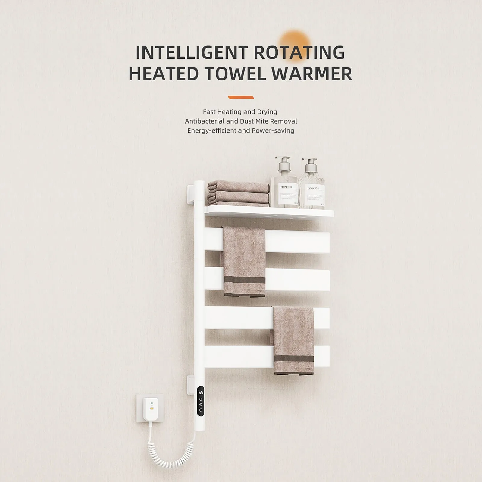 White Smart Towel Warmer with Timer Function